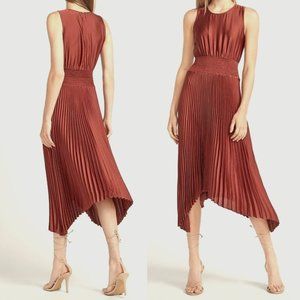 Stunning Accordion Pleated Satin Midi Dress *NWT* Size XXS